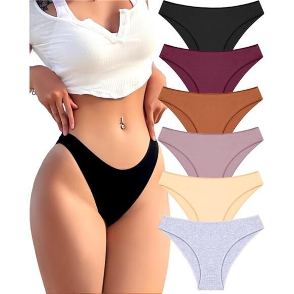 Other - 6 Pack Cotton Underwear for Women Cute Low Rise Bikini Panties High Cut